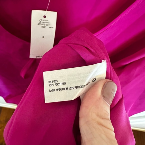 GAP Women’s NWT Fuschia Pink Short Sleeve Oversized Tie Front Blouse - Picture 6 of 8